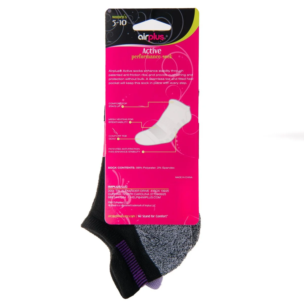 Airplus Ultra Soft, Light Weight No Show Socks, Black, Medium, 3 Pairs - Image 3