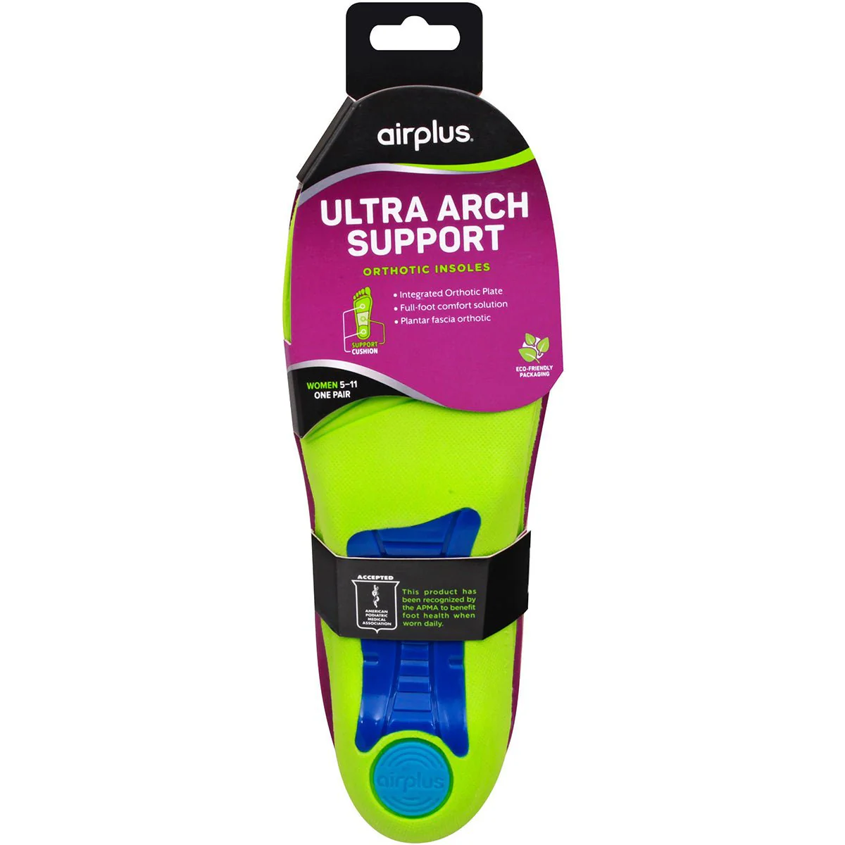 Airplus Women's Size 5-11 Ultra Arch Support Orthotic Full Length Shoe Insoles