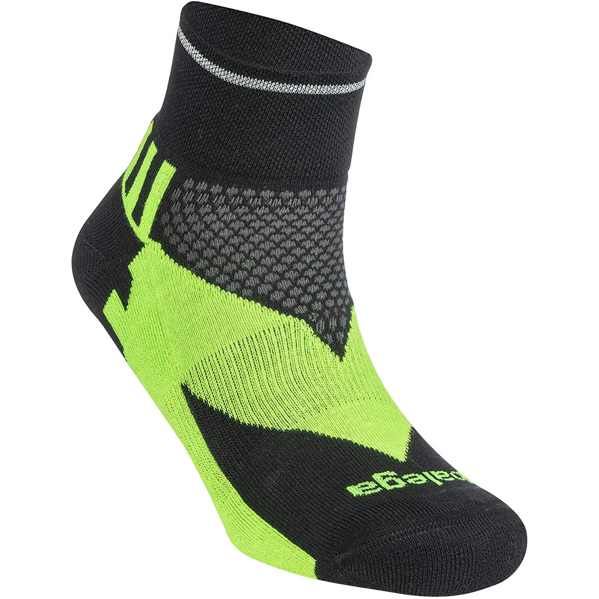 Balega Enduro Reflective Quarter Length Running Socks - Black/Neon Green - Image 5