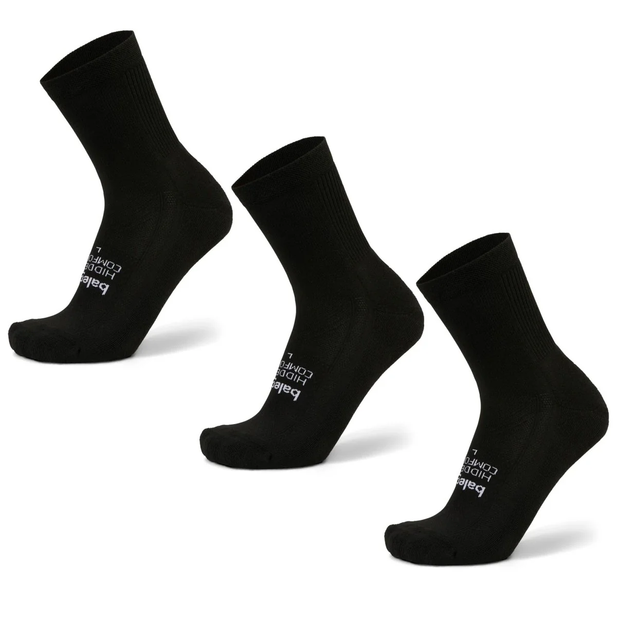 Balega Hidden Comfort Mini Crew Socks, Black, 3 Pack