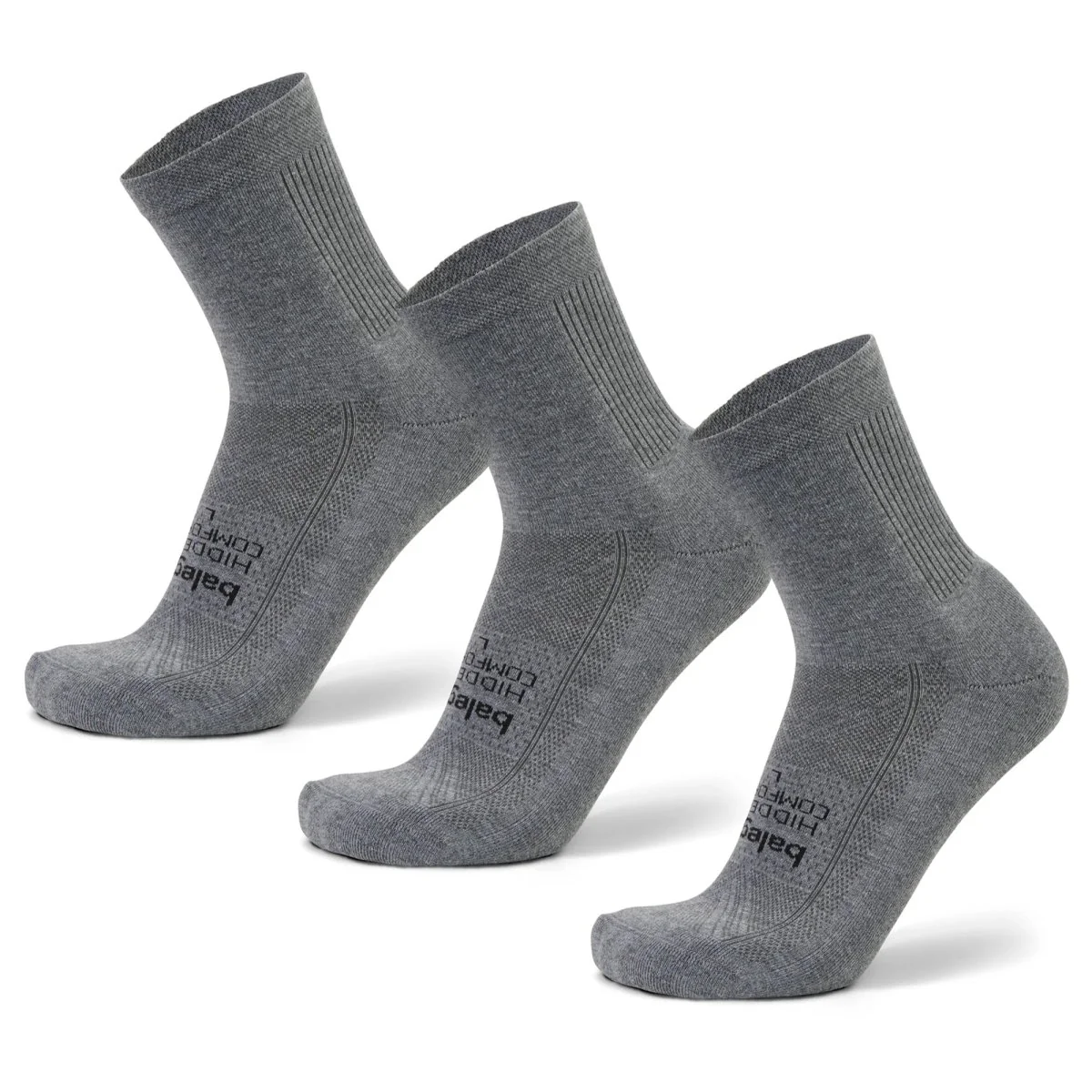 Balega Hidden Comfort Mini Crew Socks, Charcoal, 3 Pack