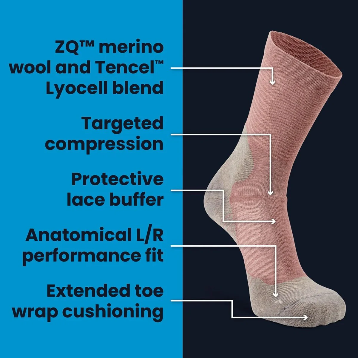 Balega Hike Performance Crew Socks, Fathom Blue - Image 7