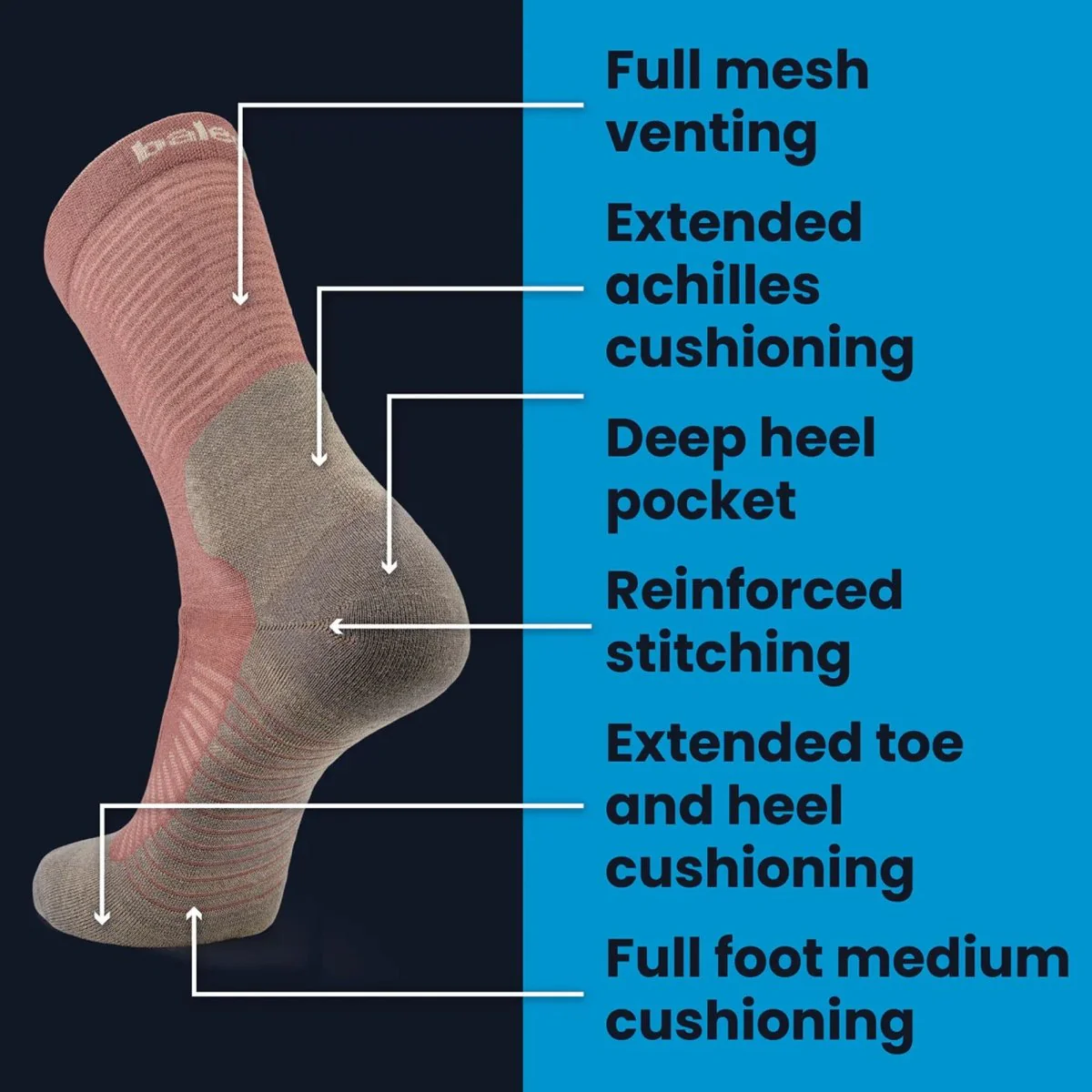 Balega Hike Performance Crew Socks, Fathom Blue - Image 8
