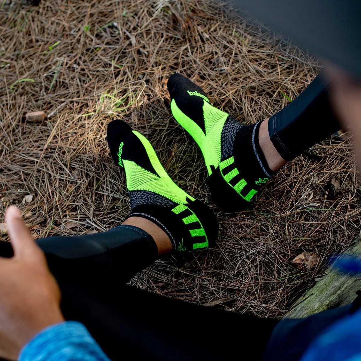 Balega Silver No Show Running Socks - Midgray/Neon Lime - Image 5