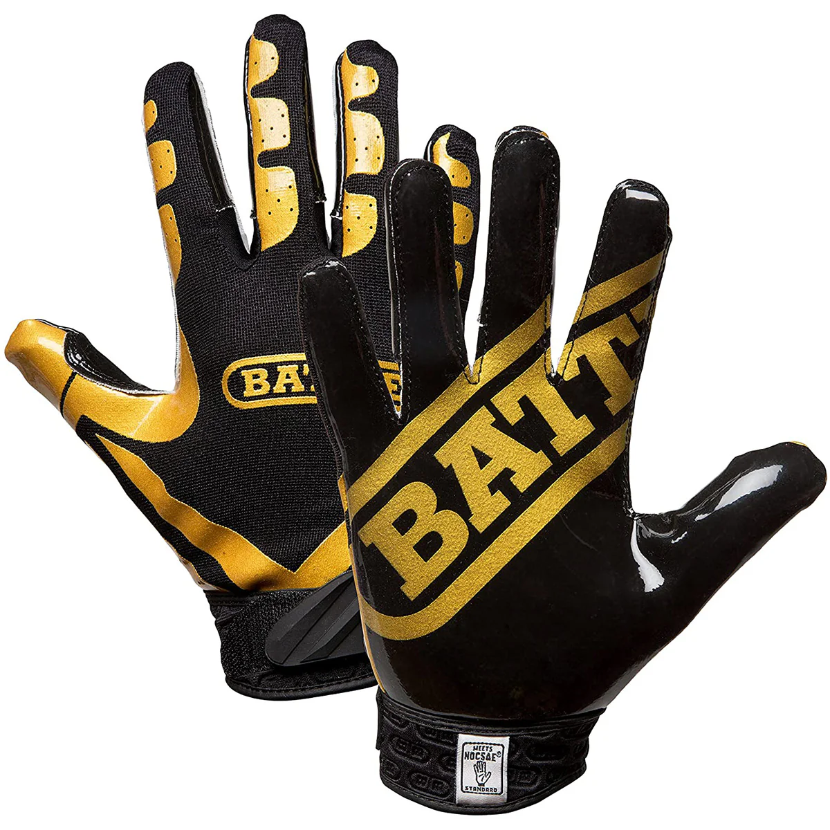 Battle Receivers Double Threat Football Gloves - Gold/Black