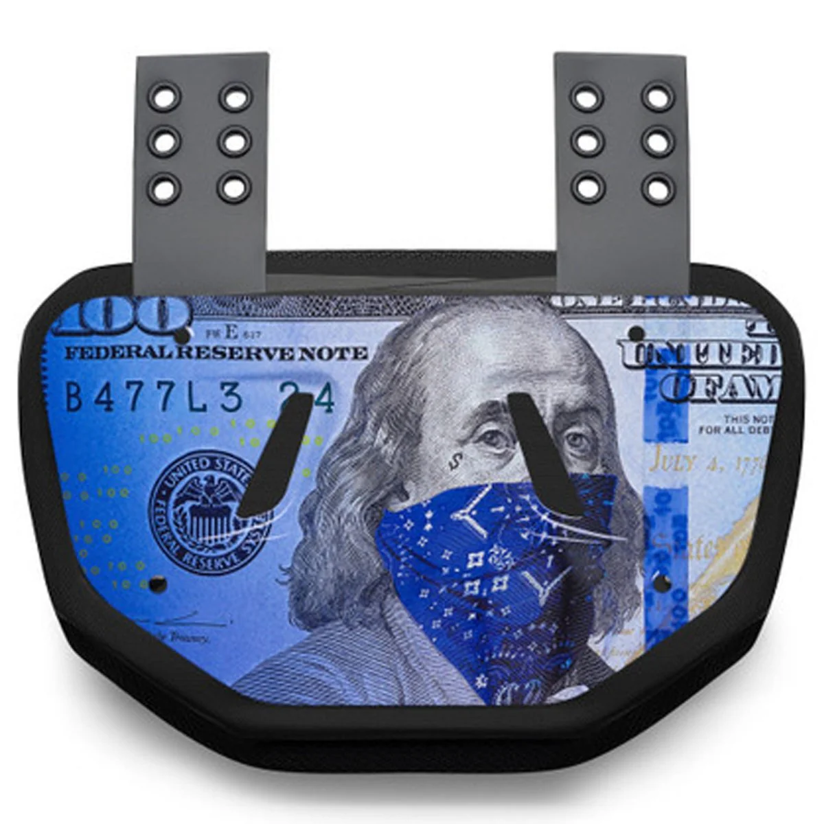 Battle Sports Adult "Blue Strips" Chrome Football Backplate - Image 2