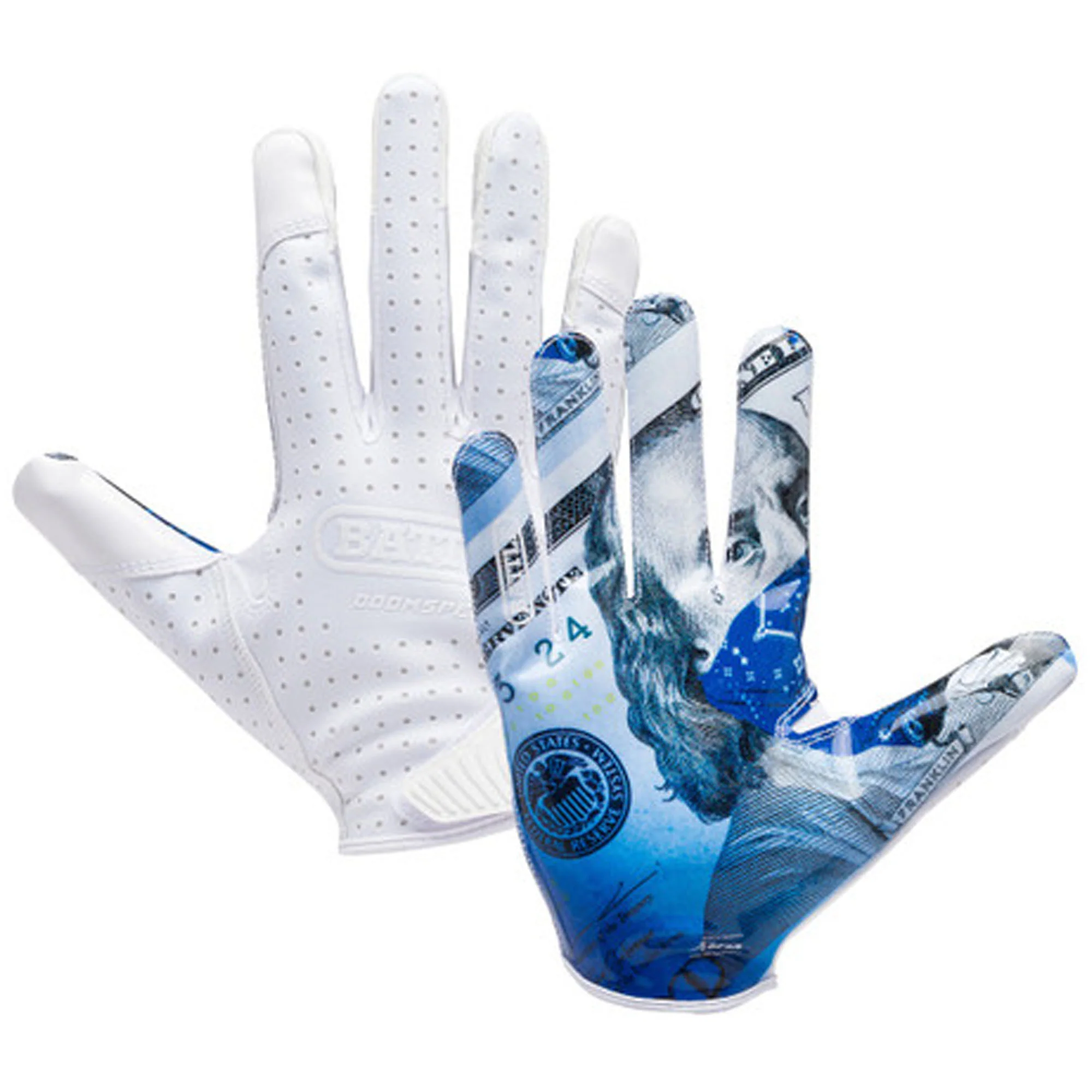 Battle Sports Adult "Blue Strips" Doom Speed Receiver Football Gloves - Image 2