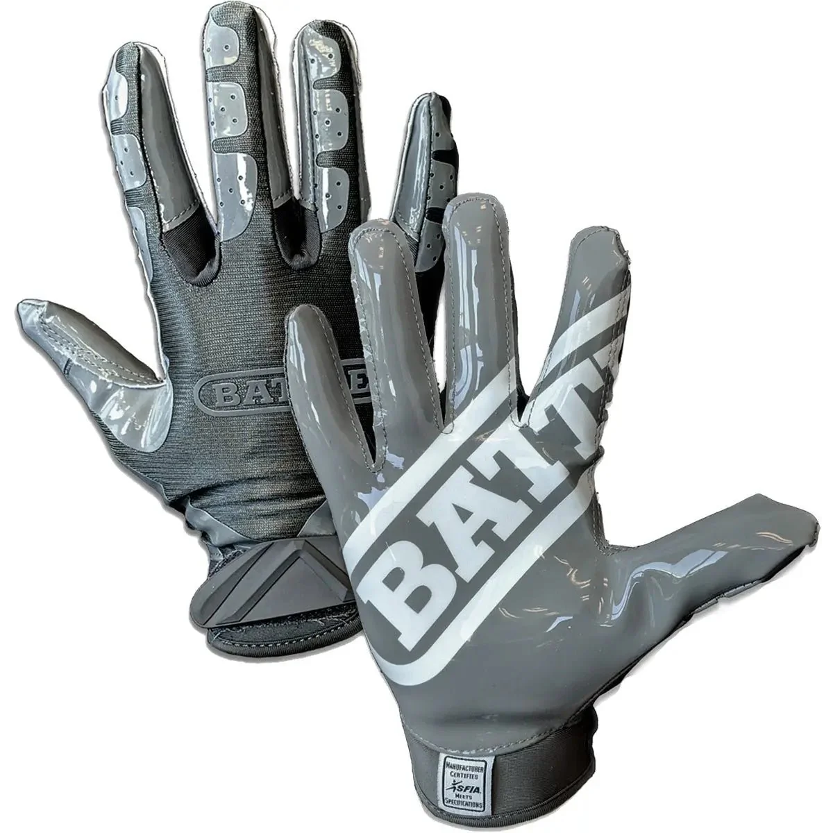 Battle Sports Adult DoubleThreat Football Gloves - Charcoal/Charcoal