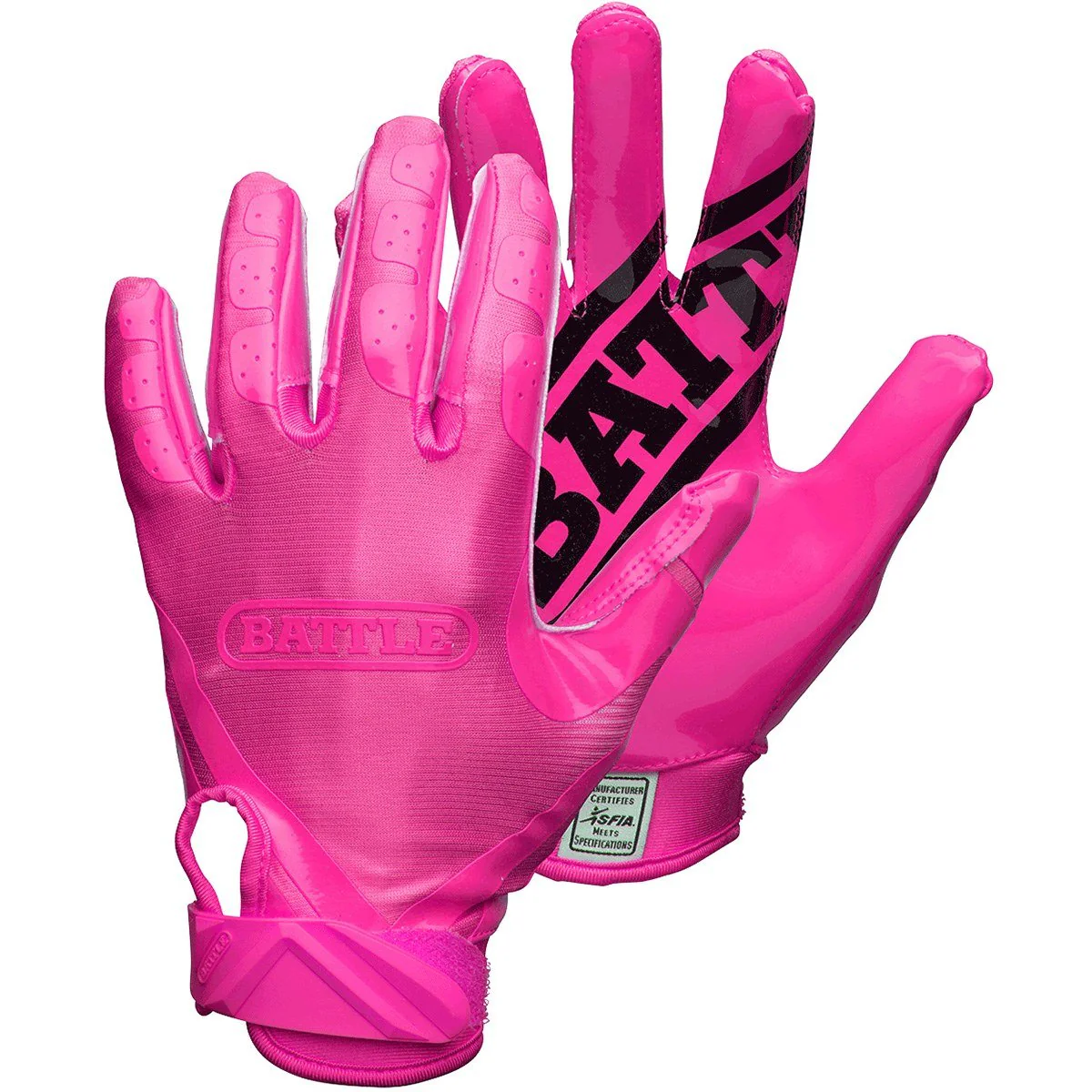 Battle Sports Adult DoubleThreat Football Gloves - Pink/Pink - Image 3