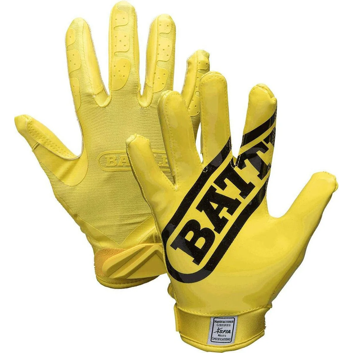Battle Sports Adult DoubleThreat Football Gloves - Yellow/Yellow