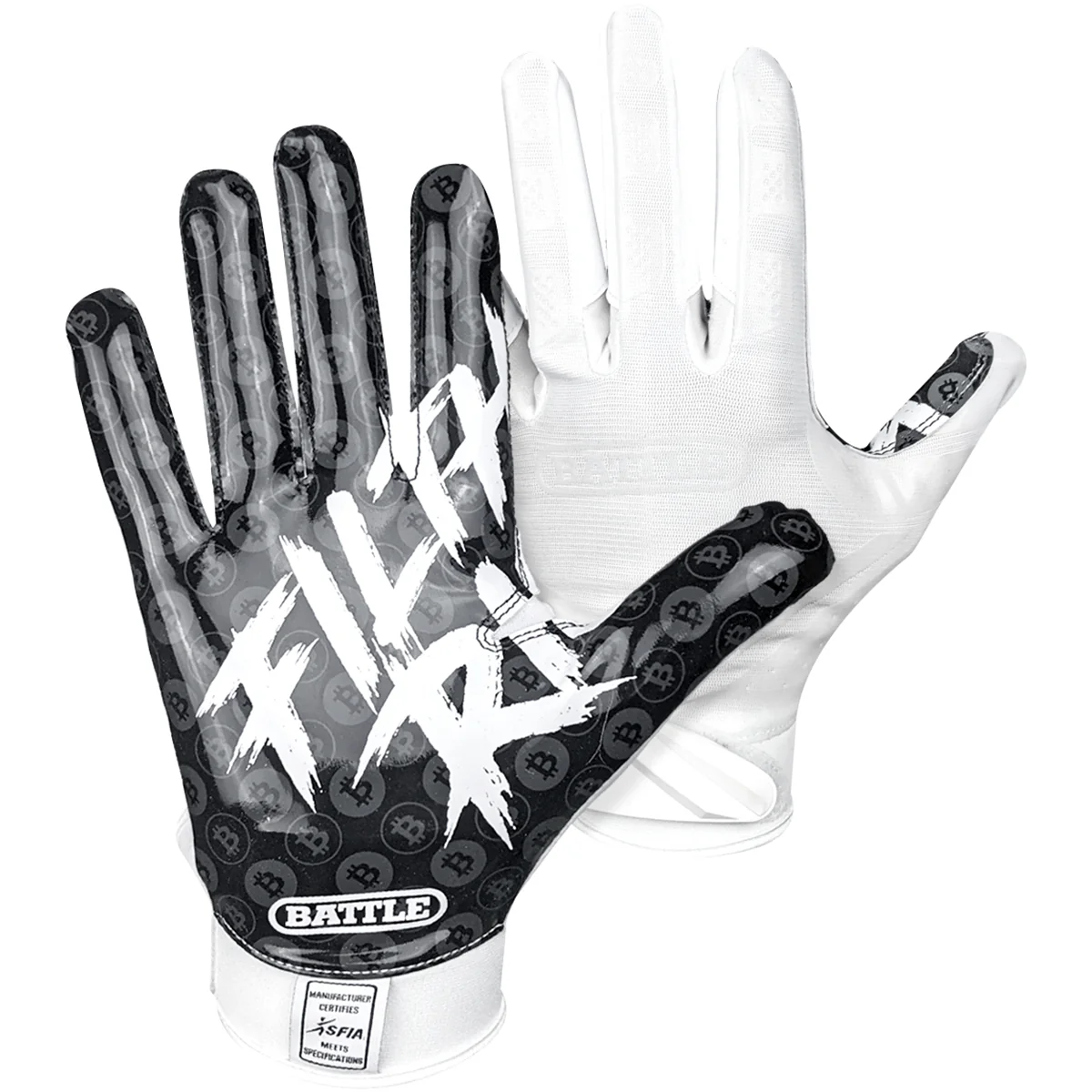 Battle Sports Adult Filthy Rich Football Receiver Gloves - Black/White - Image 2
