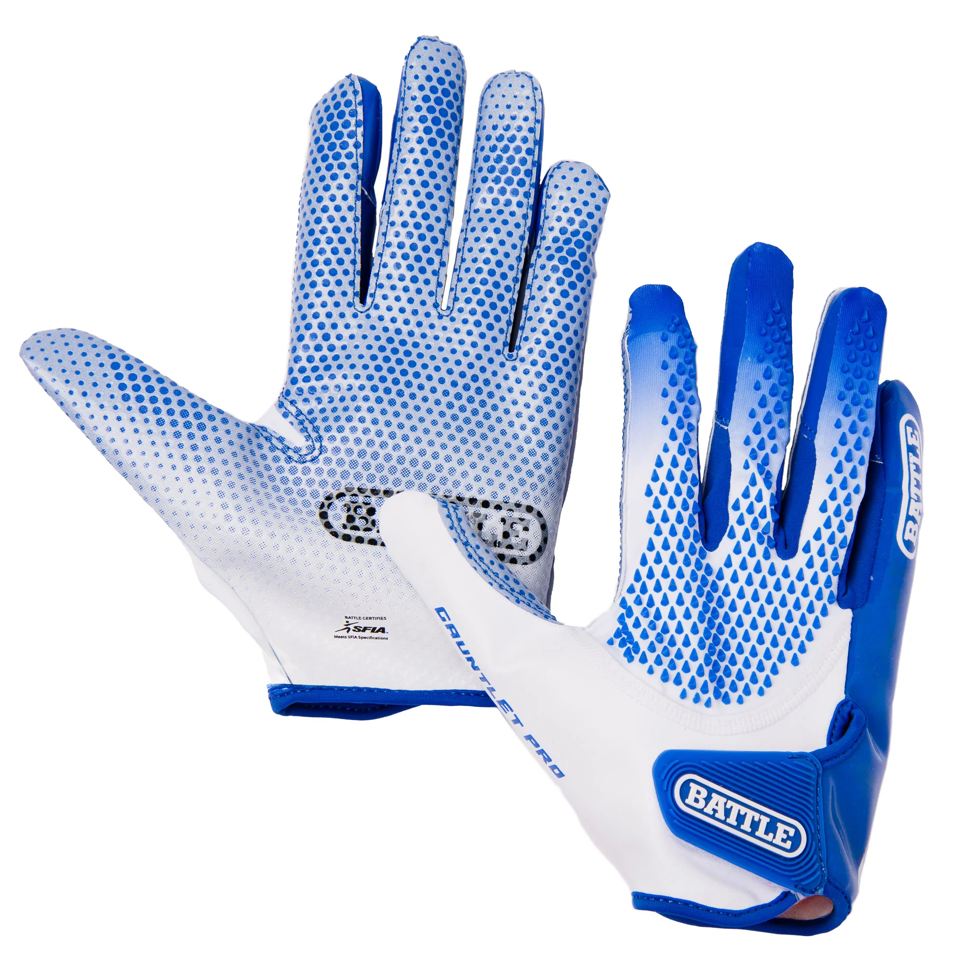 Battle Sports Adult Gauntlet Pro Receiver Football Glove - Royal/White - Image 2