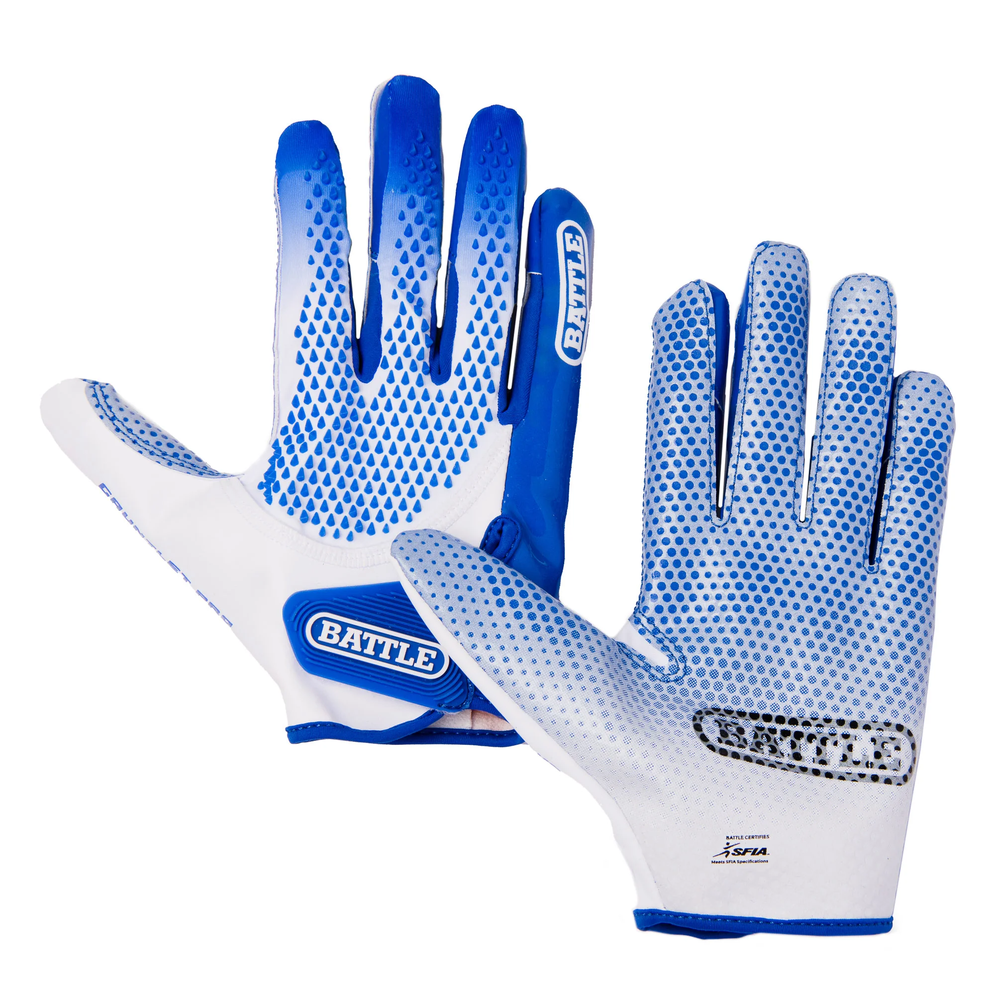 Battle Sports Adult Gauntlet Pro Receiver Football Glove - Royal/White - Image 4