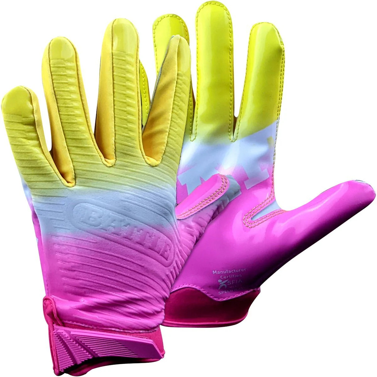 Battle Sports Adult Gradient Doom 1.0 Football Receiver Gloves- Lemonade - Image 2