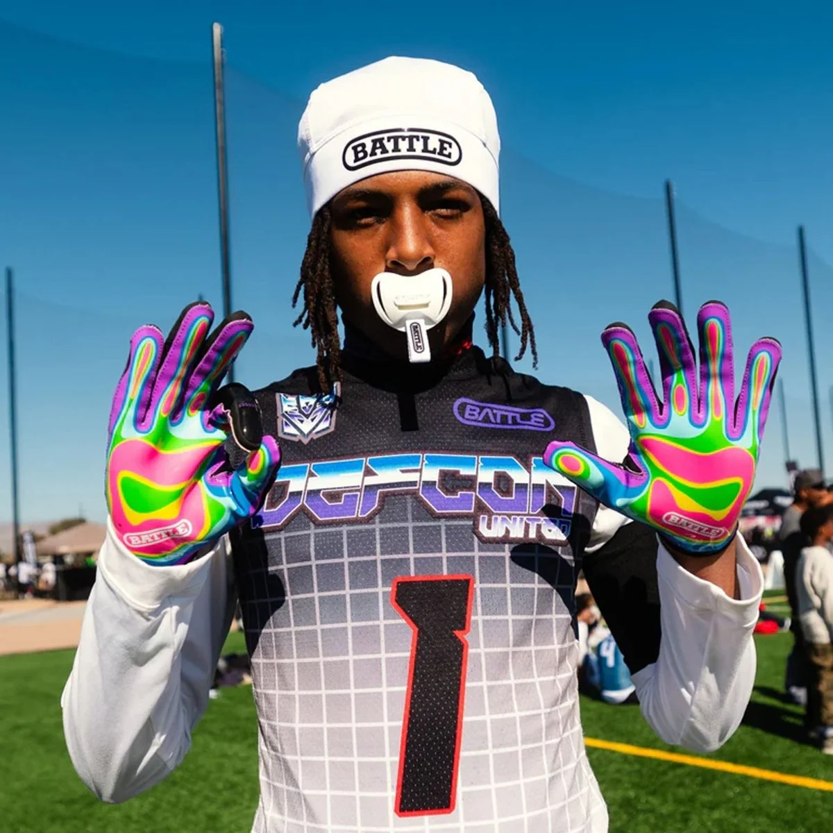 Battle Sports Adult "Heat Map" Doom Speed Receiver Football Gloves, Black - Image 2
