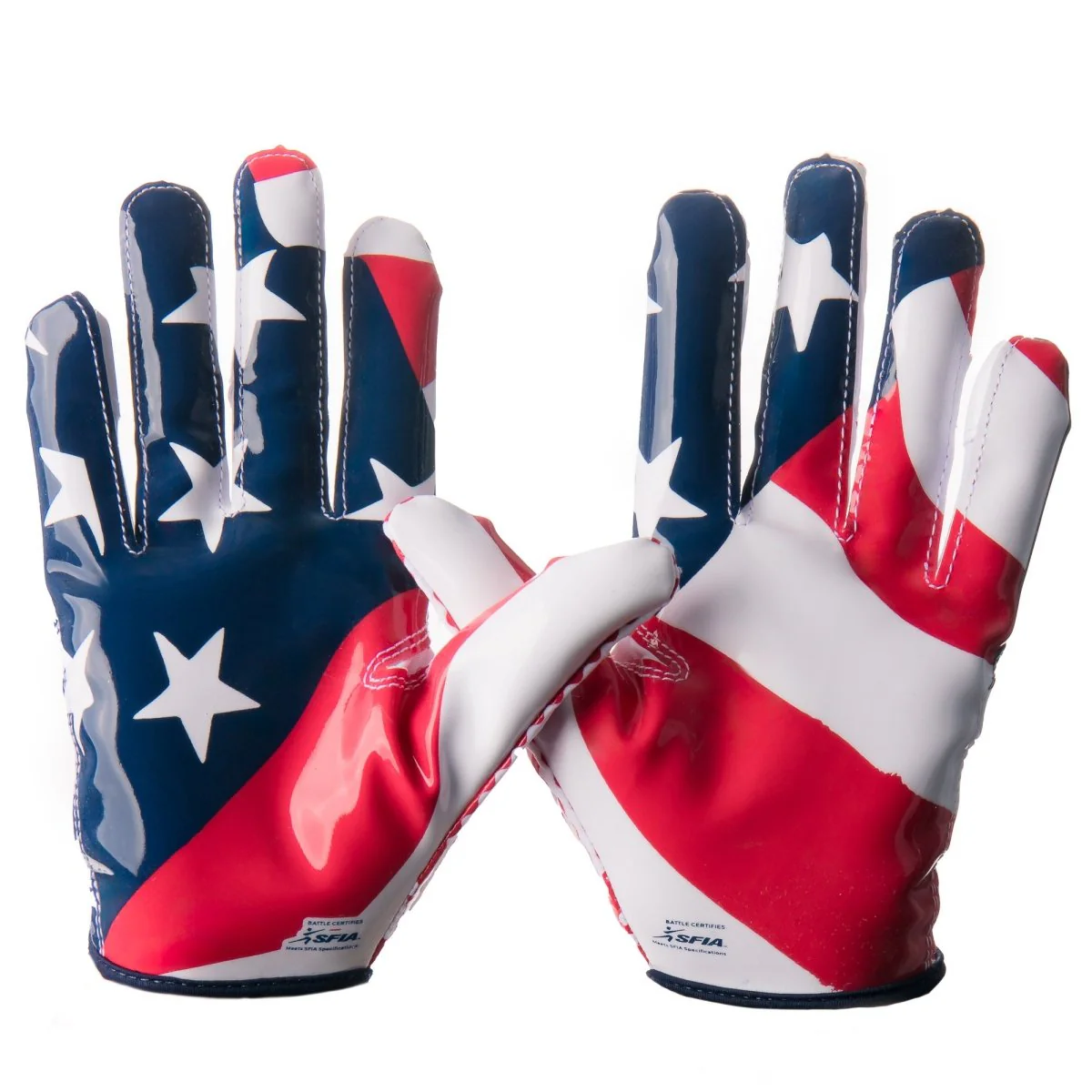 Battle Sports Adult "USA Flag" Chameleon Receiver Football Gloves - Red/White/Blue - Image 2