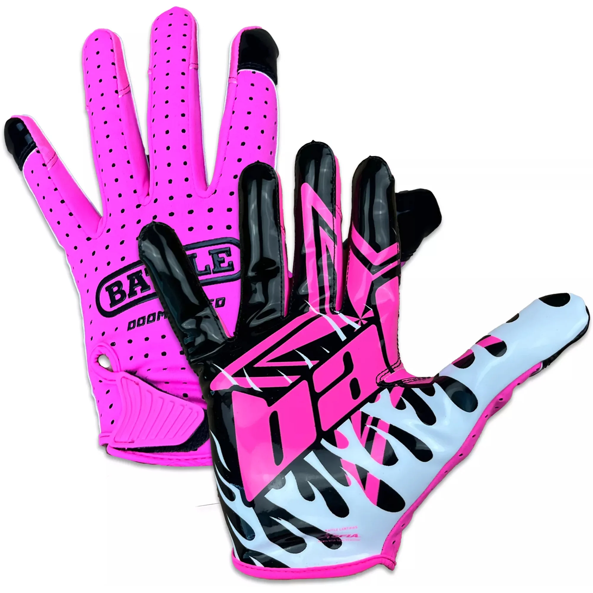 Battle Sports Adult "Astro" Doom Speed Receiver Football Gloves - Black/Pink