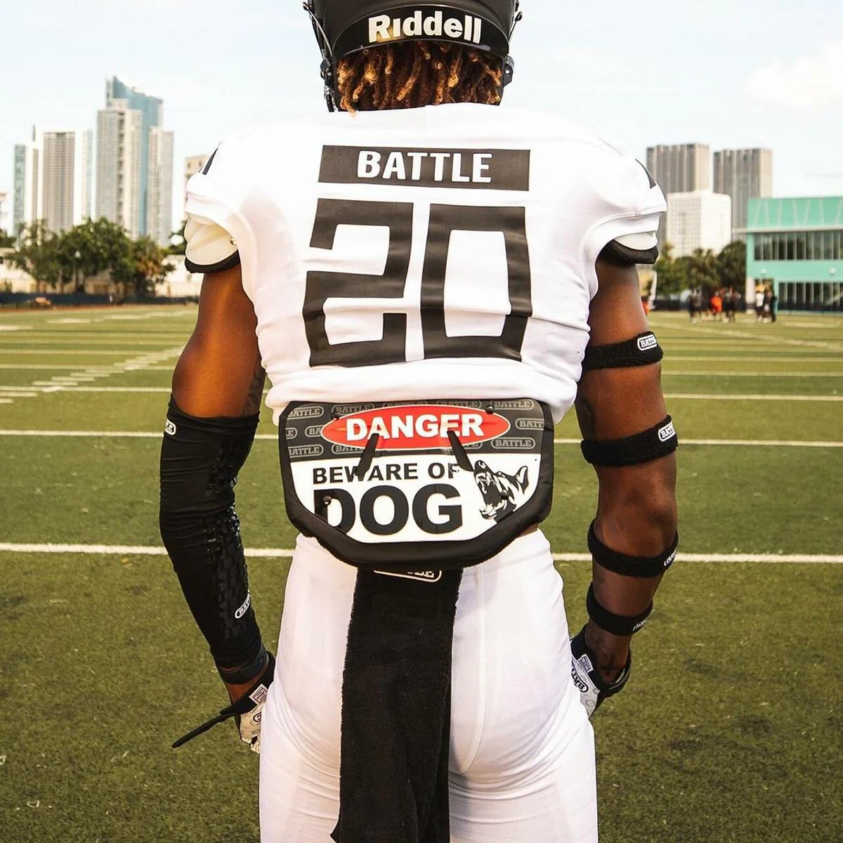 Battle Sports Beware of Dog Chrome Football Back Plate - Image 2