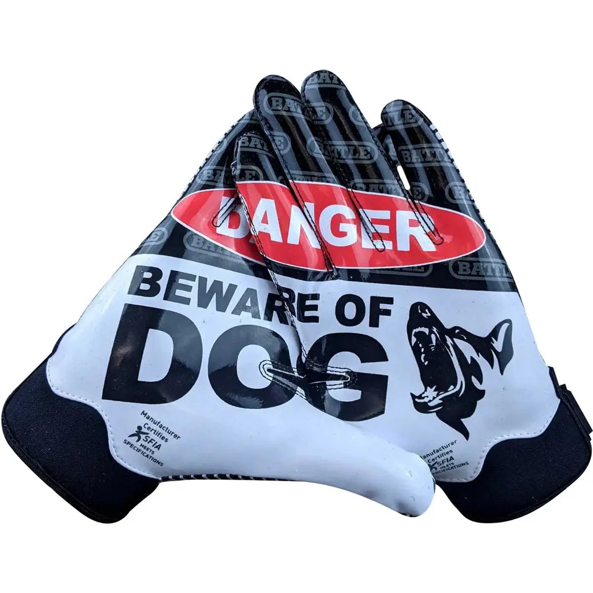 Battle Sports Beware of Dog Doom 1.0 Adult Football Receiver Gloves