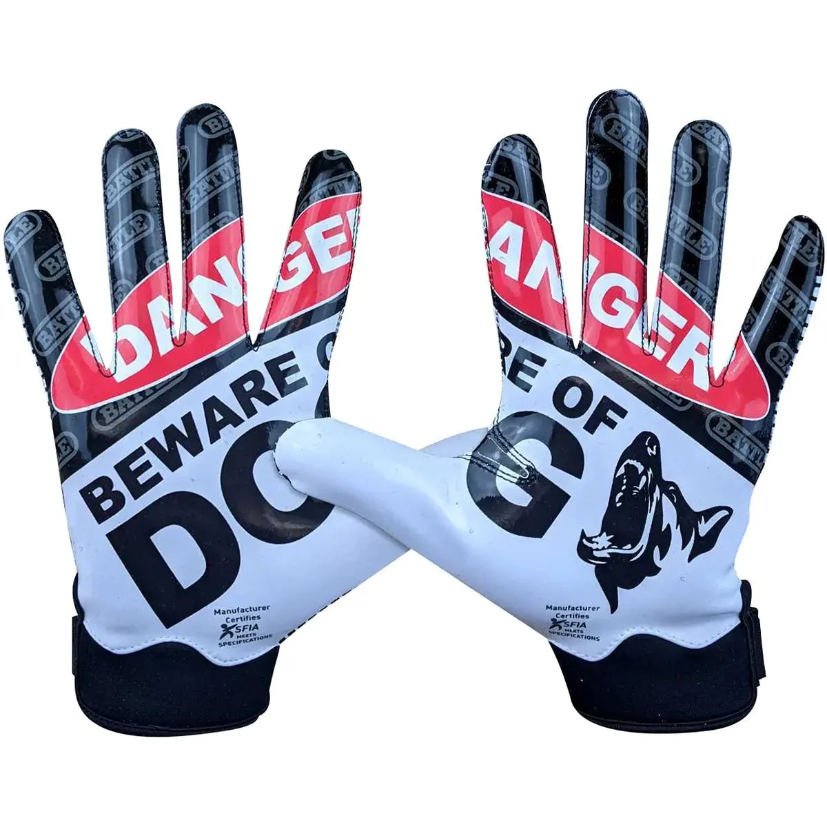 Battle Sports Beware of Dog Doom 1.0 Adult Football Receiver Gloves - Image 2