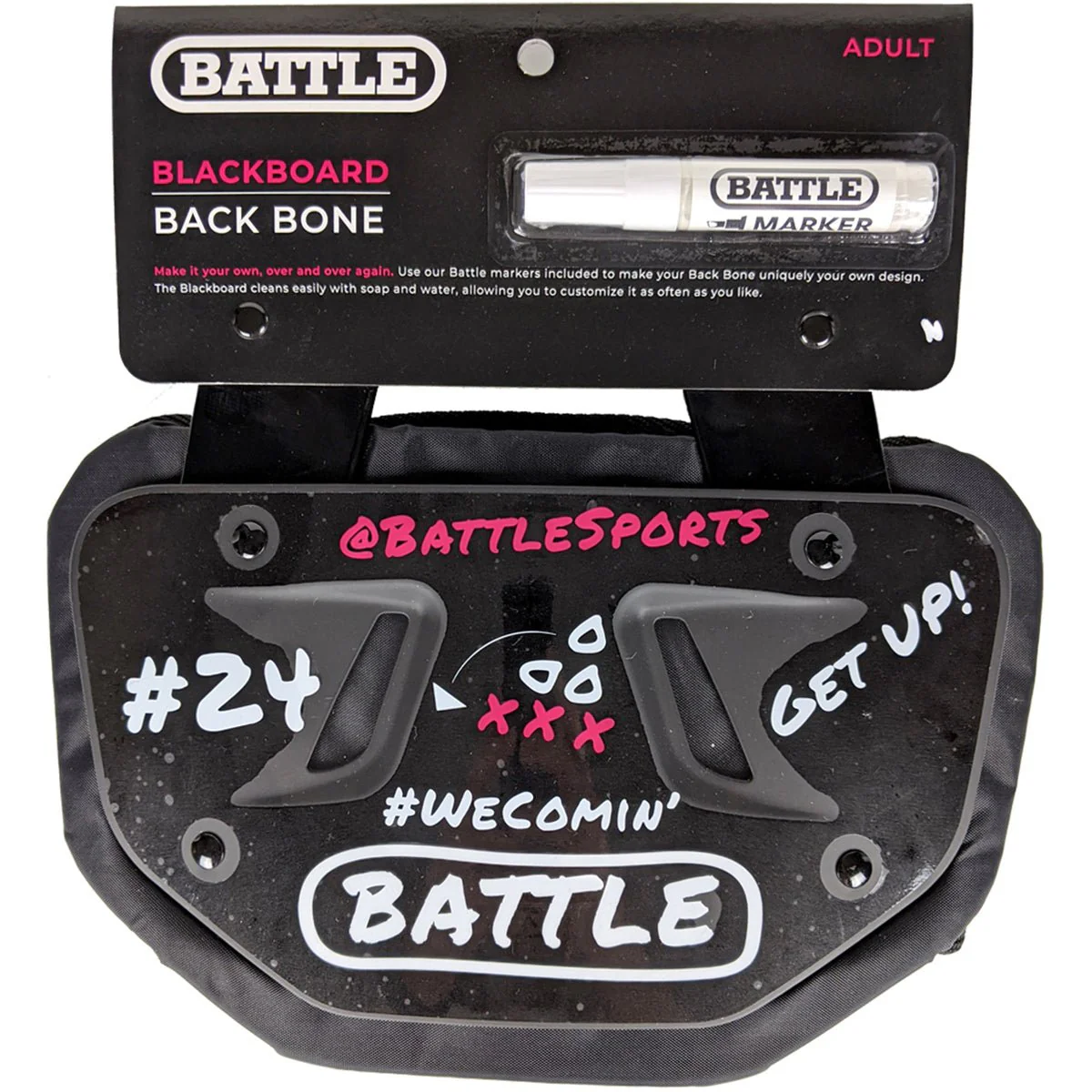 Battle Sports Blackboard Protective Football Back Plate - Black