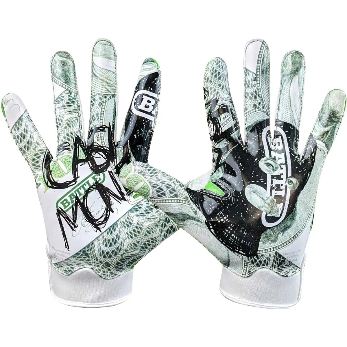 Battle Sports Cash Money Doom 1.0 Adult Football Receiver Gloves - Image 3