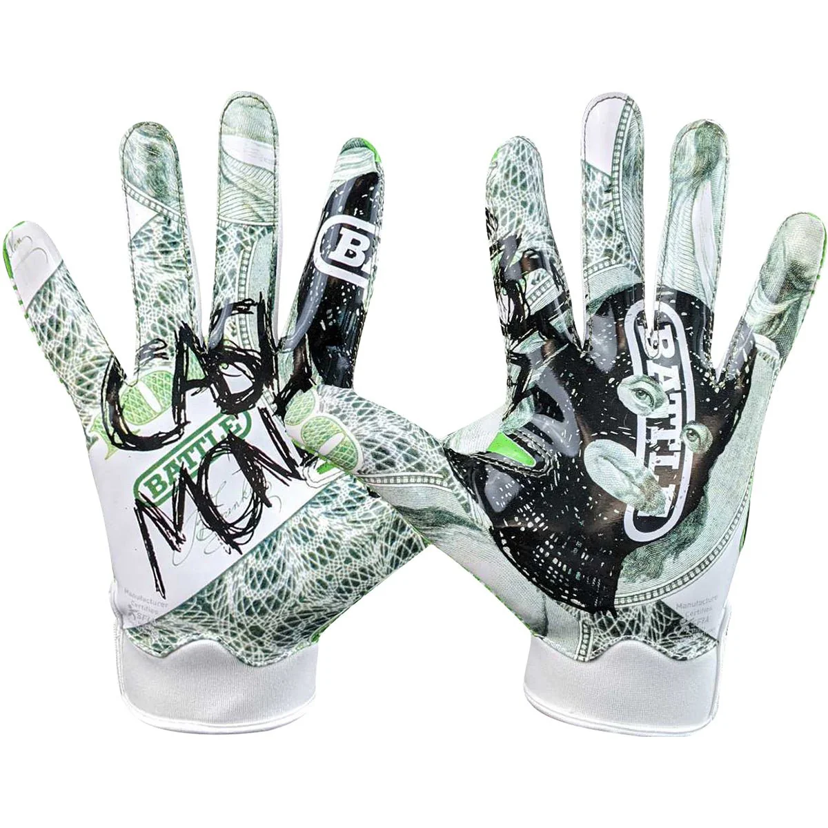 Battle Sports Cash Money Doom 1.0 Youth Football Receiver Gloves - Image 3