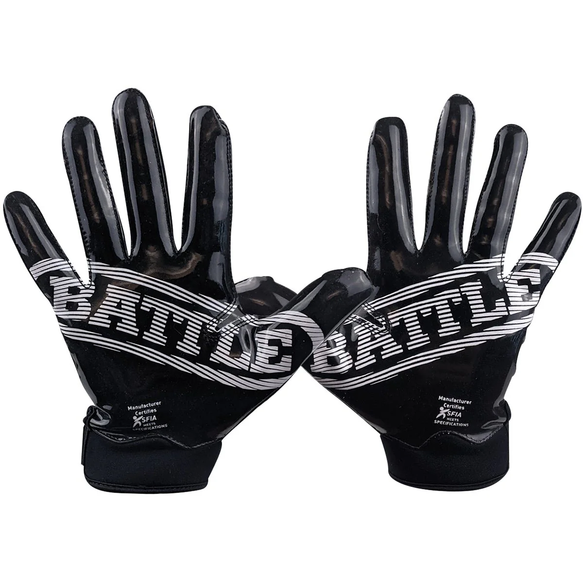 Battle Sports Doom 1.0 Youth Football Receiver Gloves - Black - Image 2