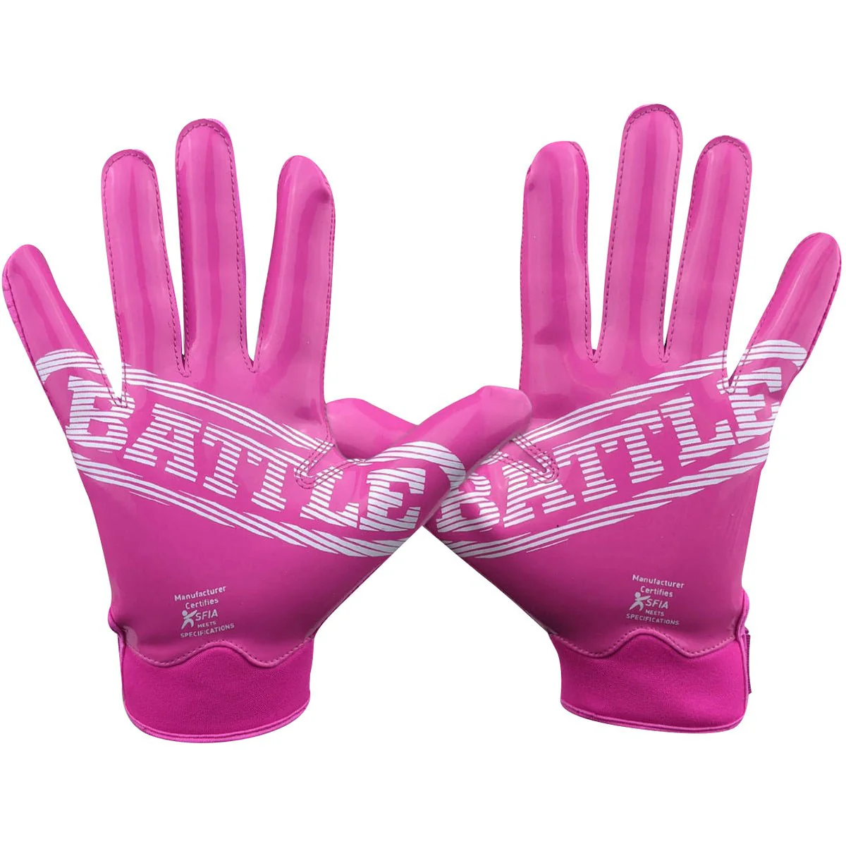 Battle Sports Doom 1.0 Youth Football Receiver Gloves - Pink - Image 2