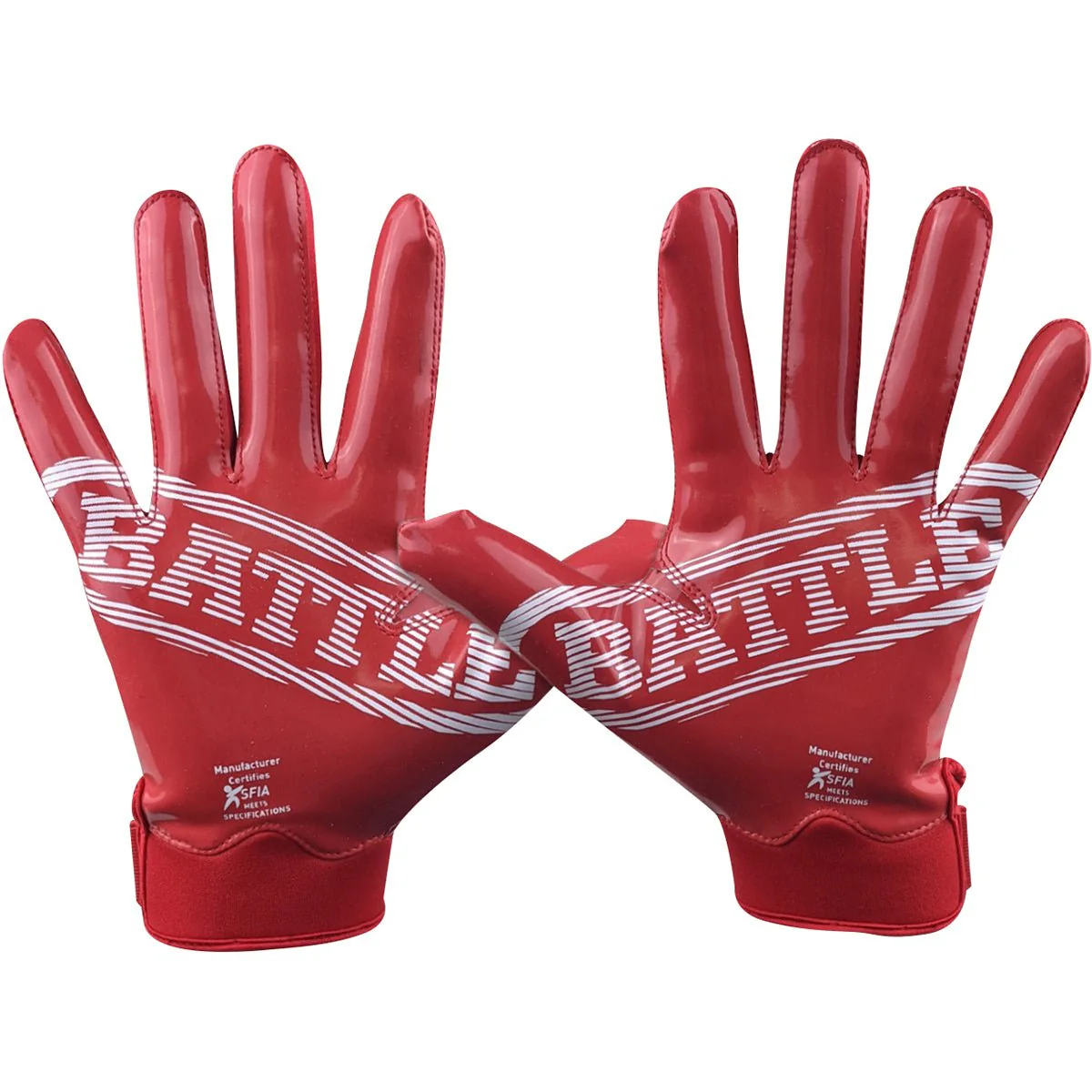 Battle Sports Doom 1.0 Youth Football Receiver Gloves - Red - Image 2