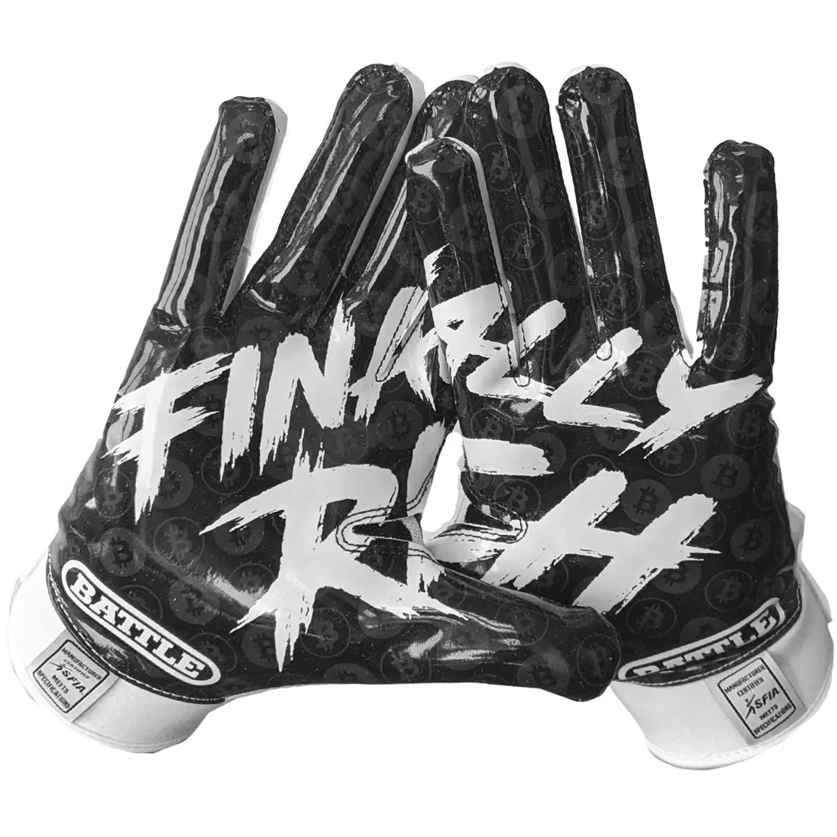Battle Sports Finally Rich Adult Football Gloves - Black/White