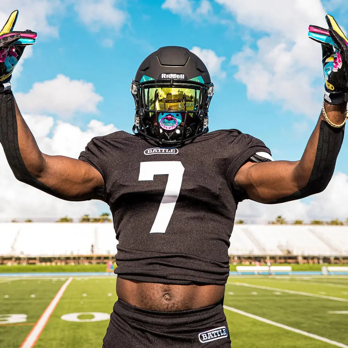 Battle Sports Gang Gang Double Threat Adult Football Receiver Gloves - Black - Image 3