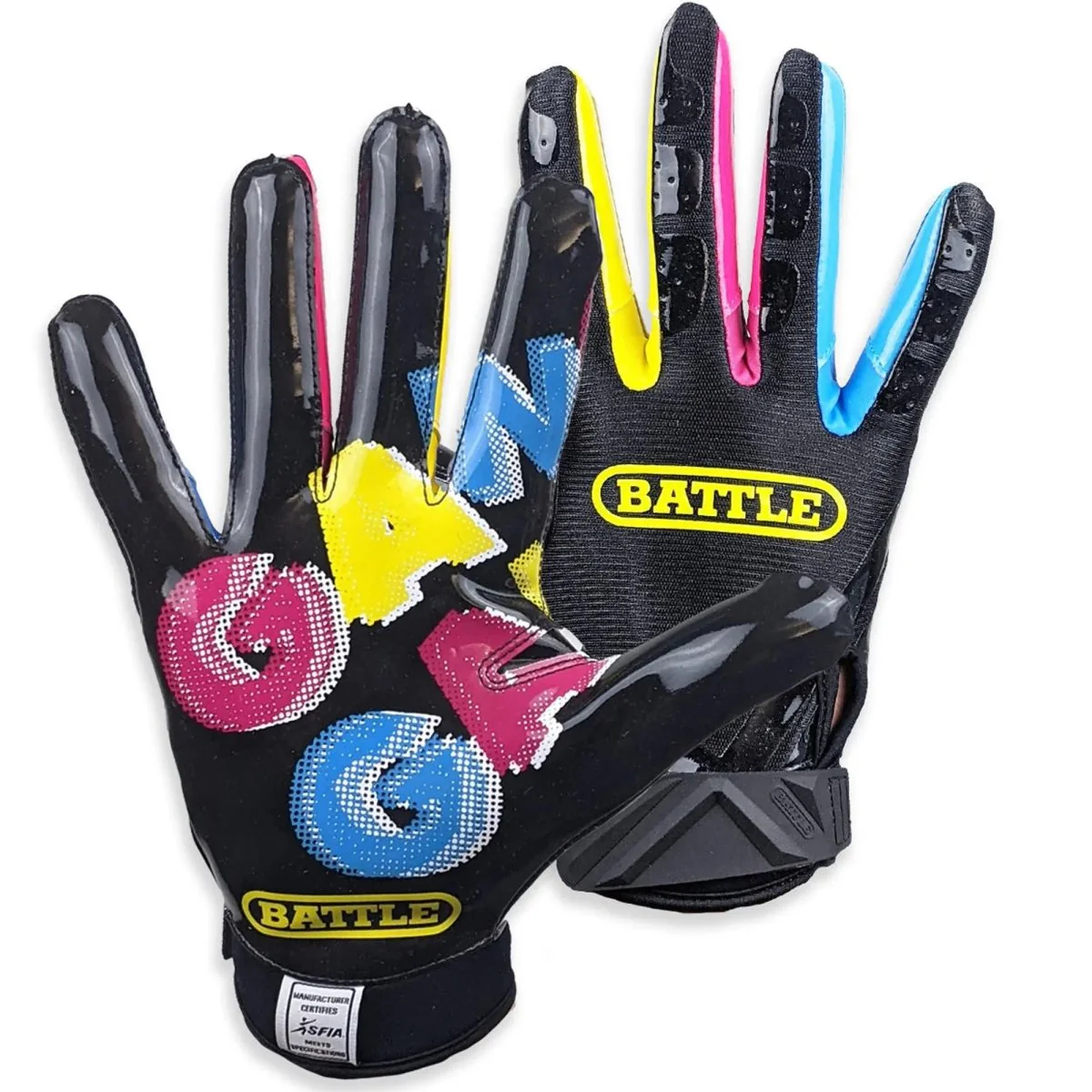 Battle Sports Gang Gang Triple Threat Youth Football Receiver Gloves - Black - Image 2