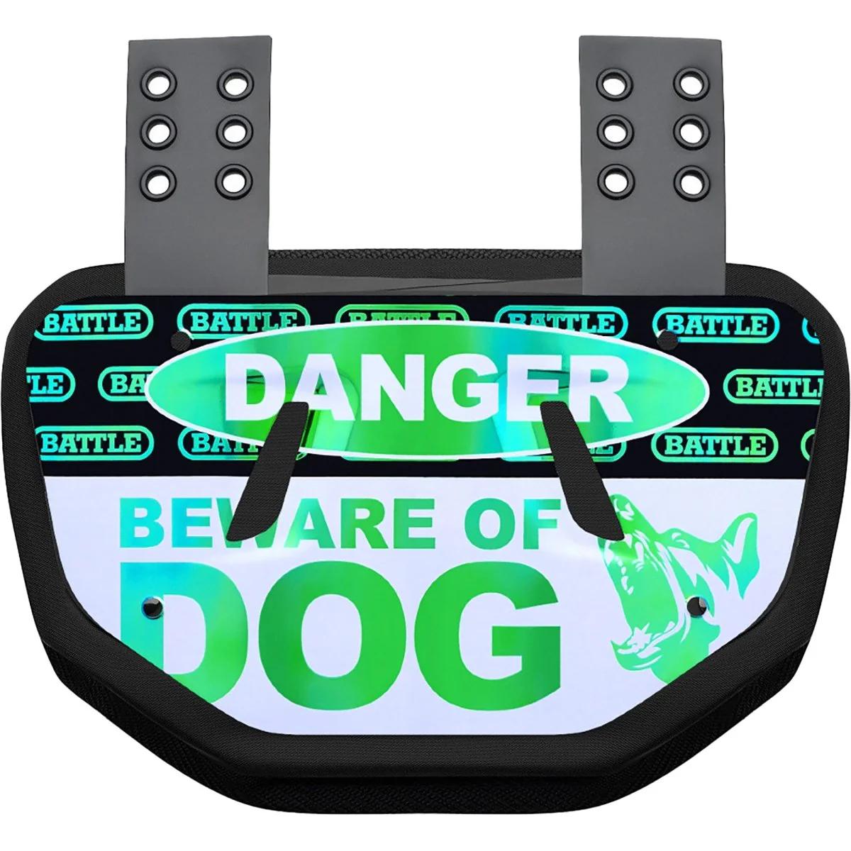 Battle Sports - "Iridescent Beware of Dog" Chrome Football Back Plate - Adult - Iridescent Blue/Green - Image 2