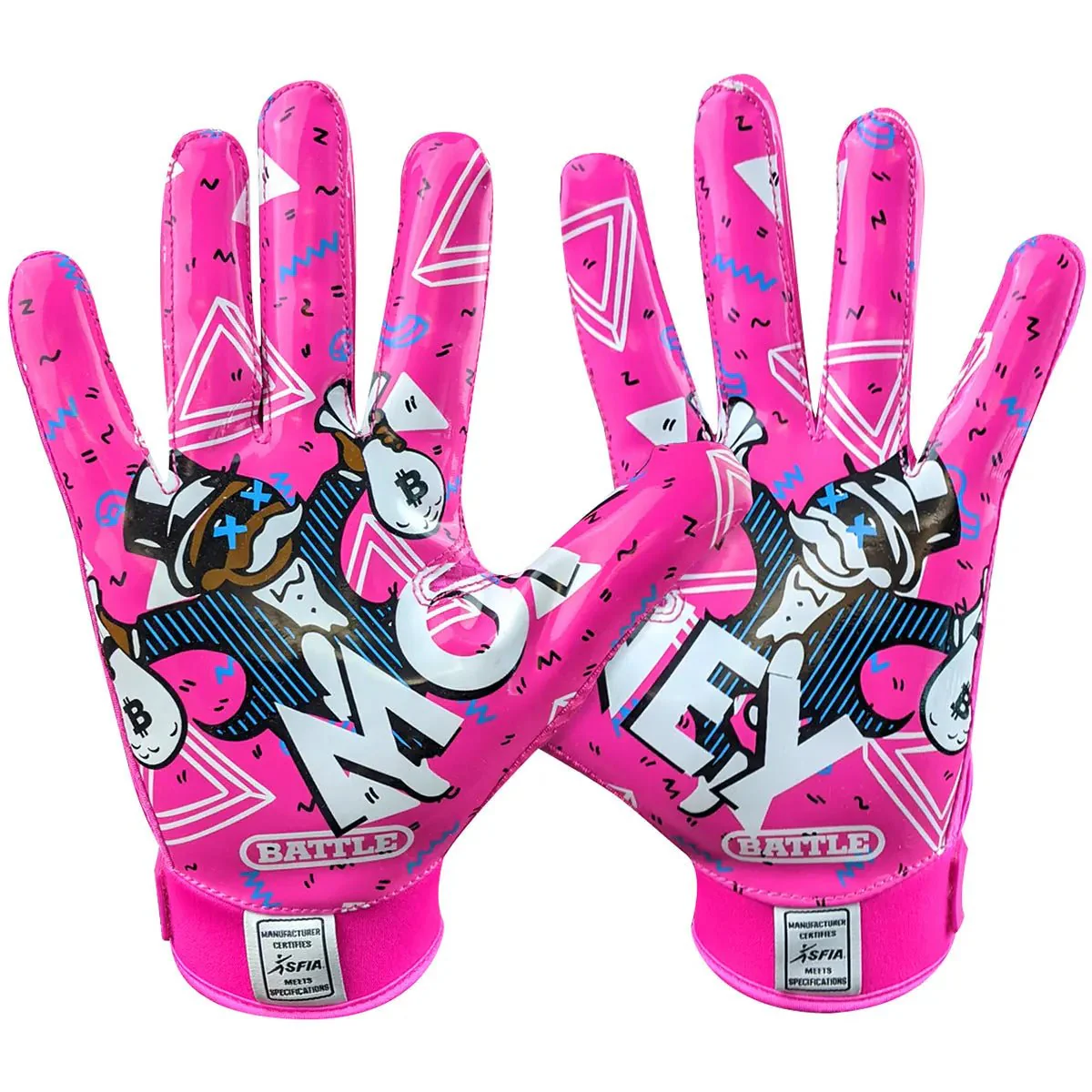 Battle Sports Money Man Adult Football Receiver Gloves - Pink - Image 2