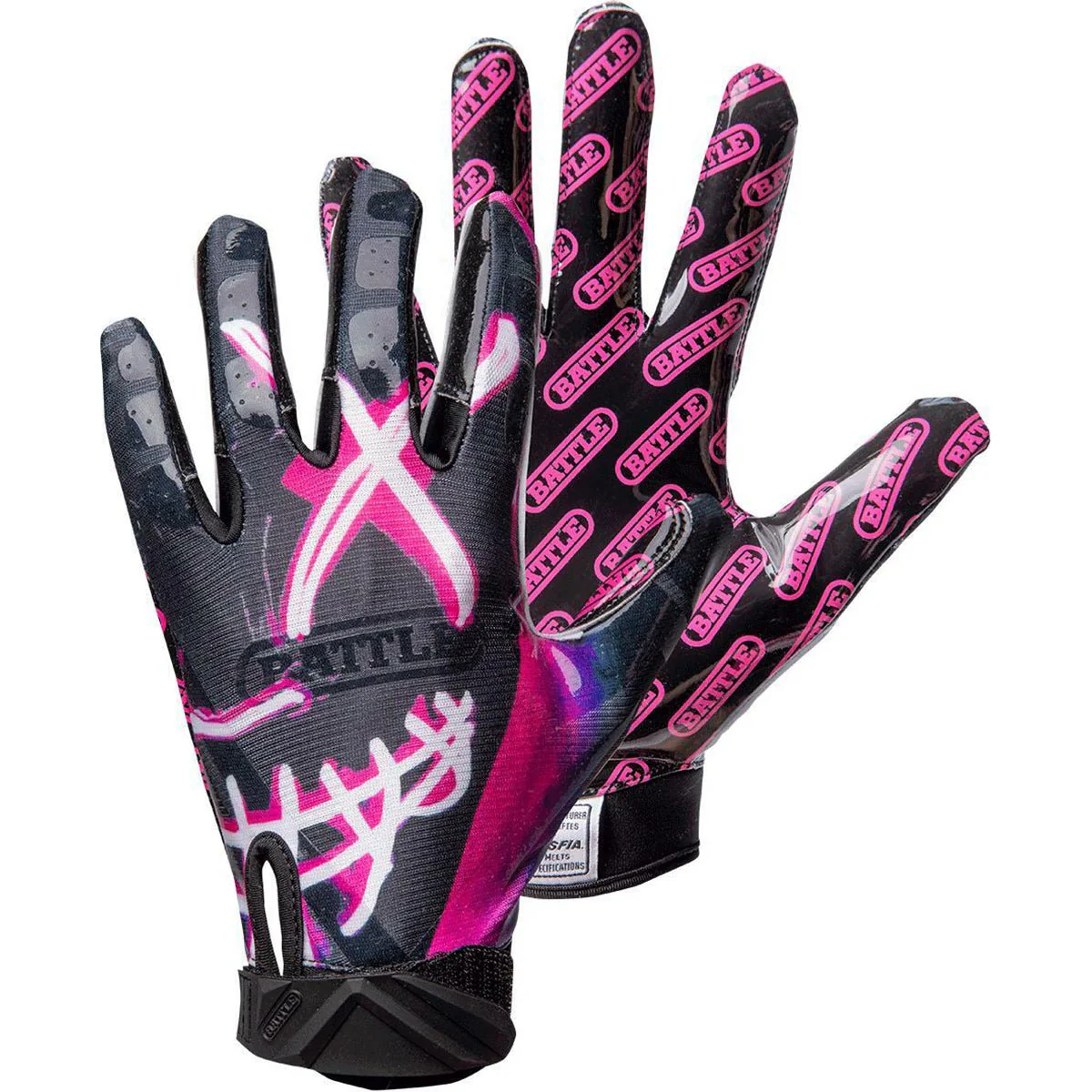 Battle Sports Nightmare Adult Cloaked Football Receiver Gloves - Black - Image 2