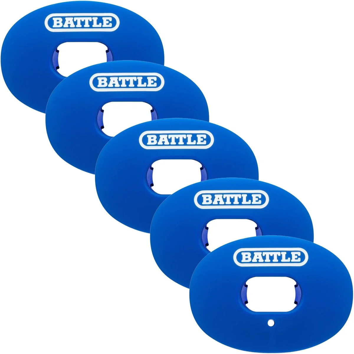 Battle Sports Oxygen Lip Protector Mouthguard with Thick Strap 5-Pack - Blue