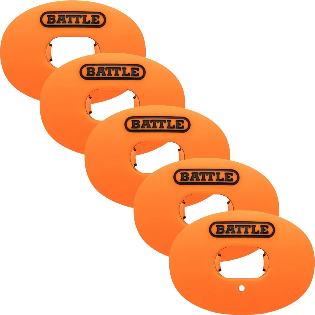 Battle Sports Oxygen Lip Protector Mouthguard with Thick Strap 5-Pack - Orange