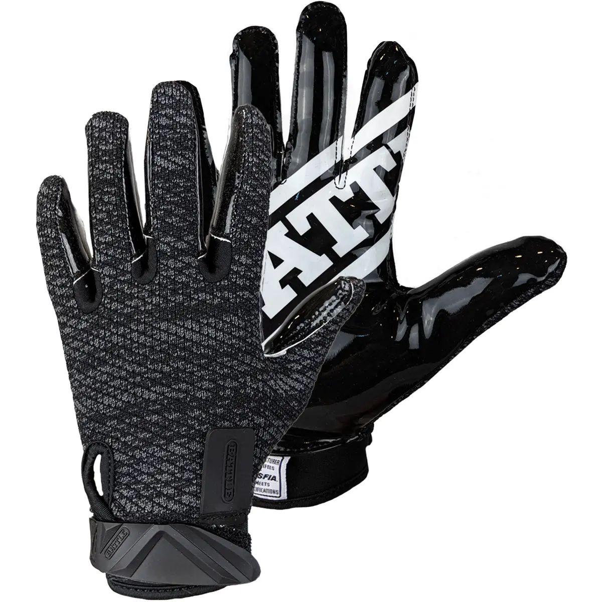Battle Sports Receivers Ultra-Hitch Football Gloves - Black