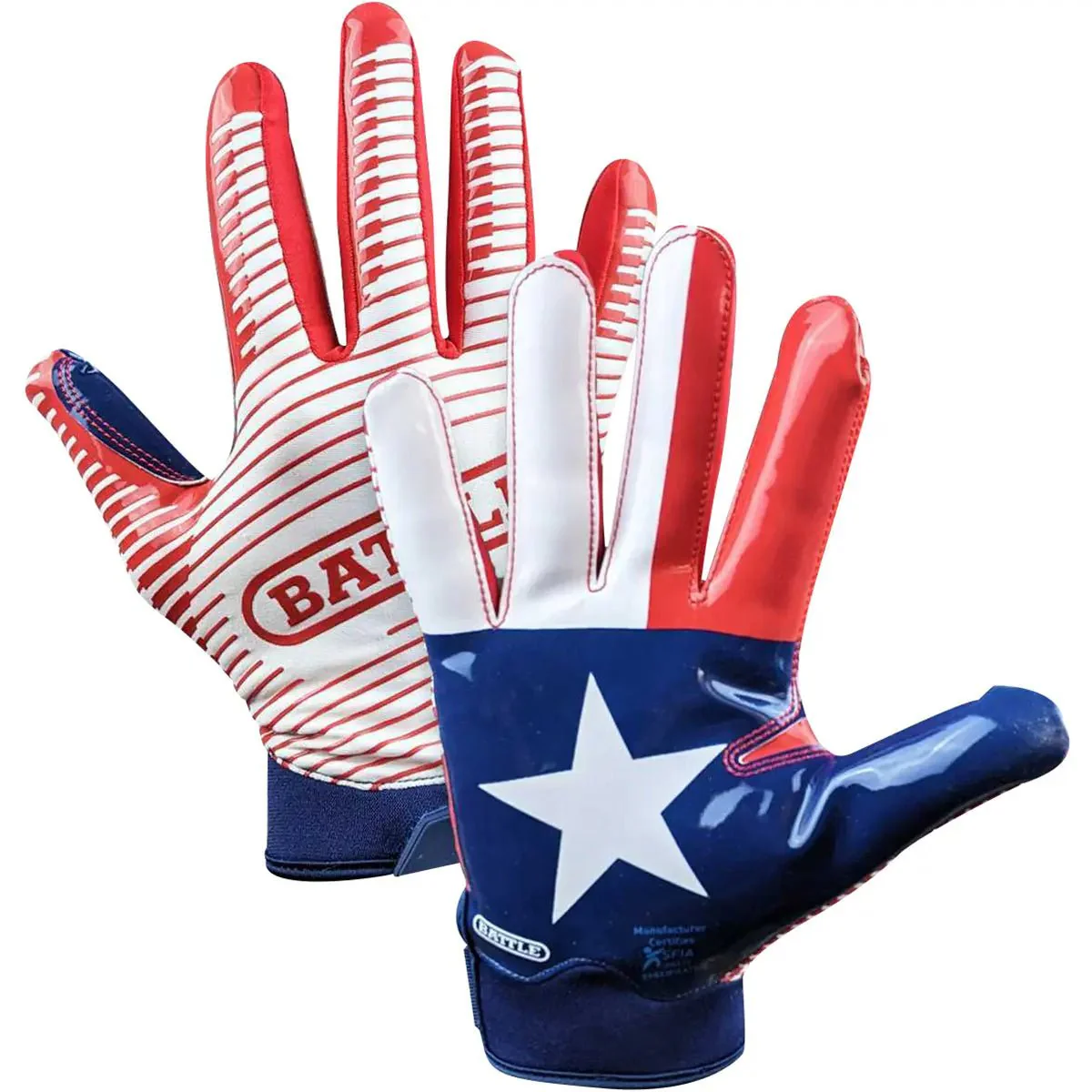 Battle Sports Texas Flag Doom1.0Youth Football Receiver Gloves