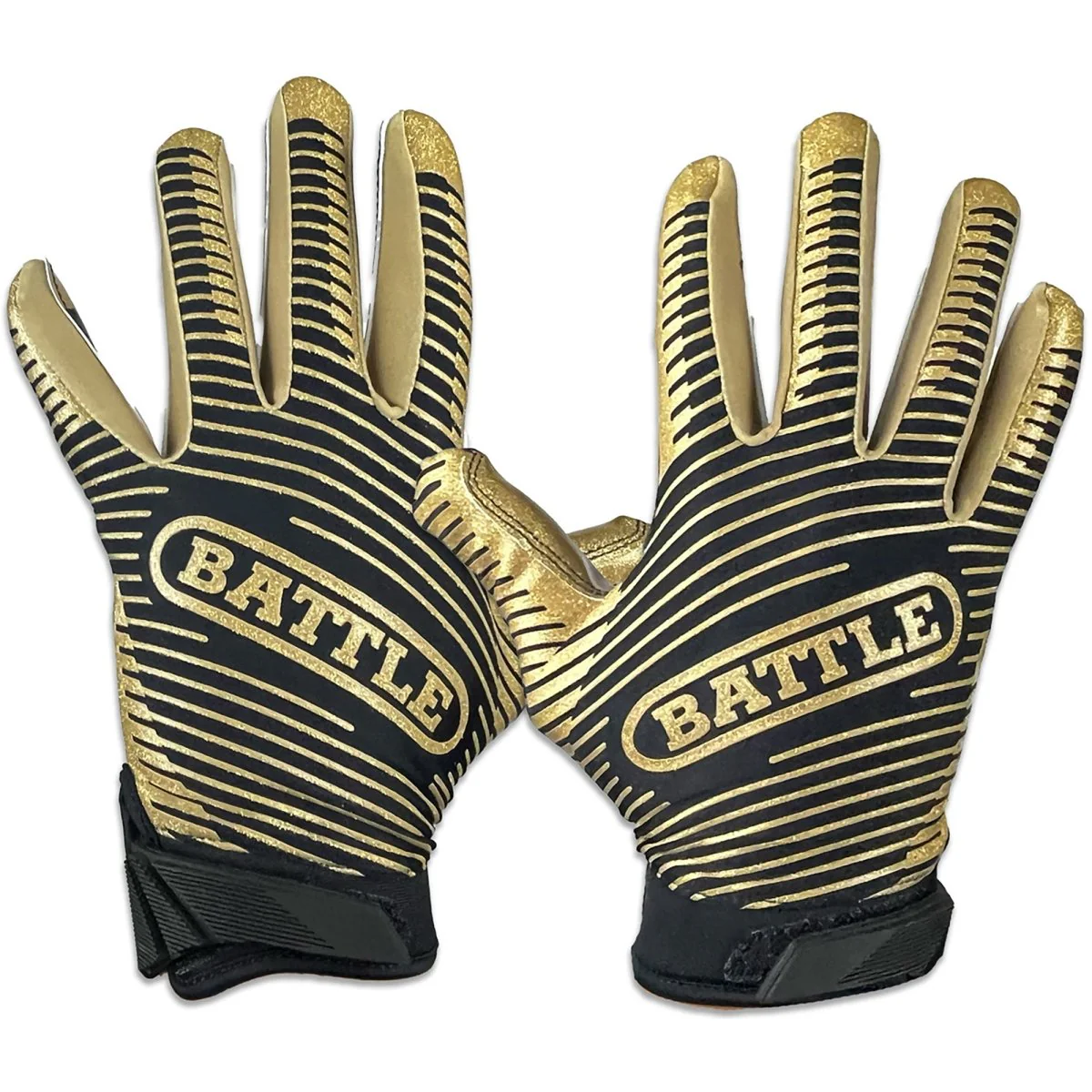 Battle Sports USA Glitter Doom Football Receiver Gloves - Black/Gold - Image 2