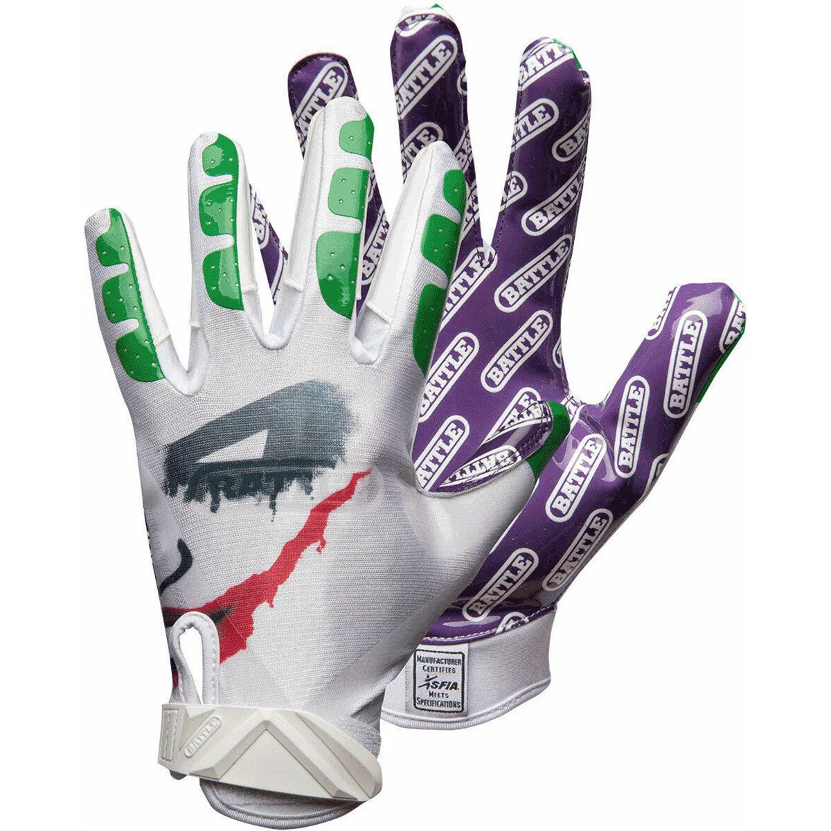 Battle Sports Villain Cloaked Ultra-Stick Football Gloves - White - Image 2