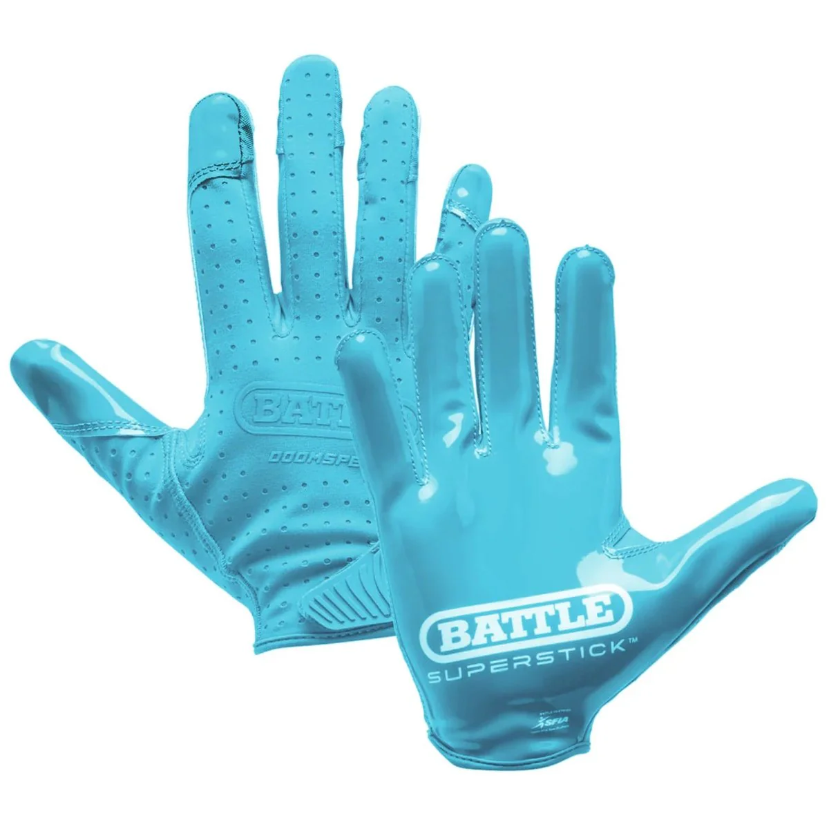 Battle Sports Youth Doom Speed Receiver Football Glove - Columbia Blue