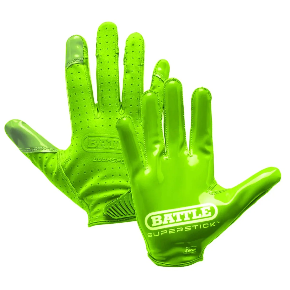 Battle Sports Youth Doom Speed Receiver Football Glove - Neon Green