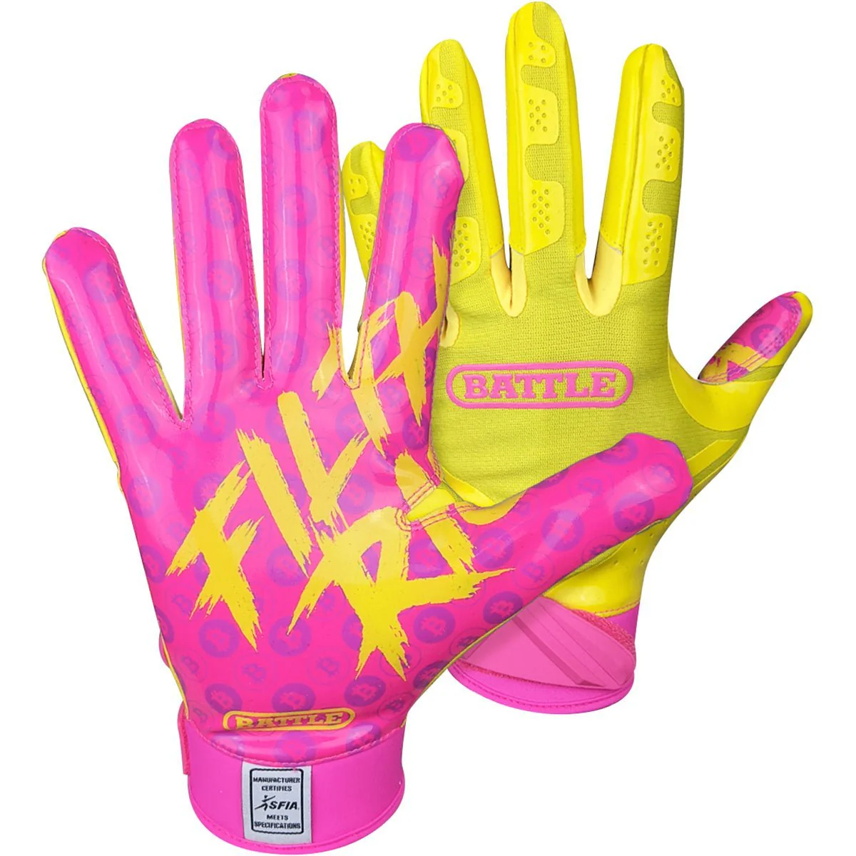 Battle Sports Youth Filthy Rich Football Receiver Gloves - Lemonade - Image 2
