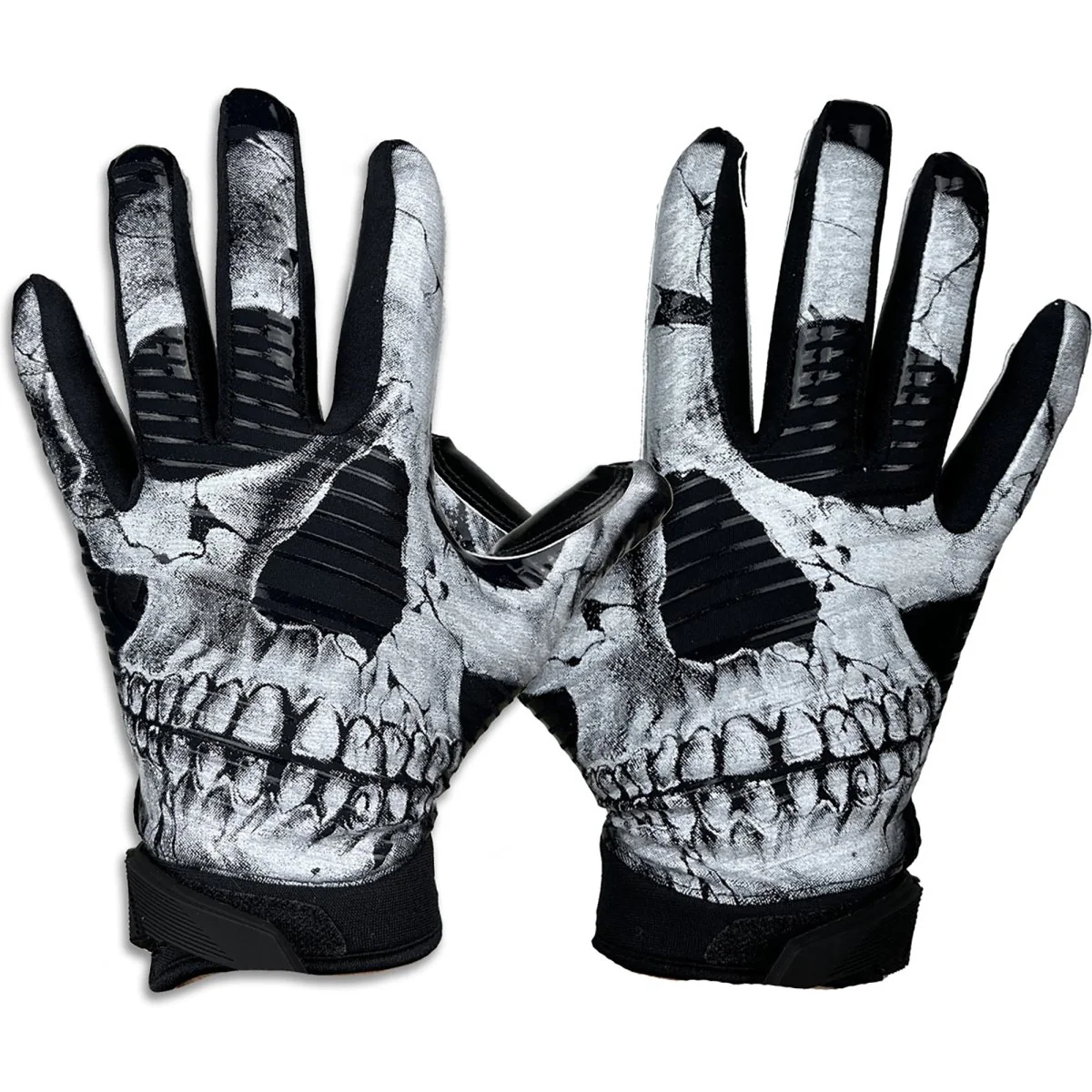 Battle Sports Youth Skullface Doom 1.0 Football Receiver Gloves - Black/White - Image 2