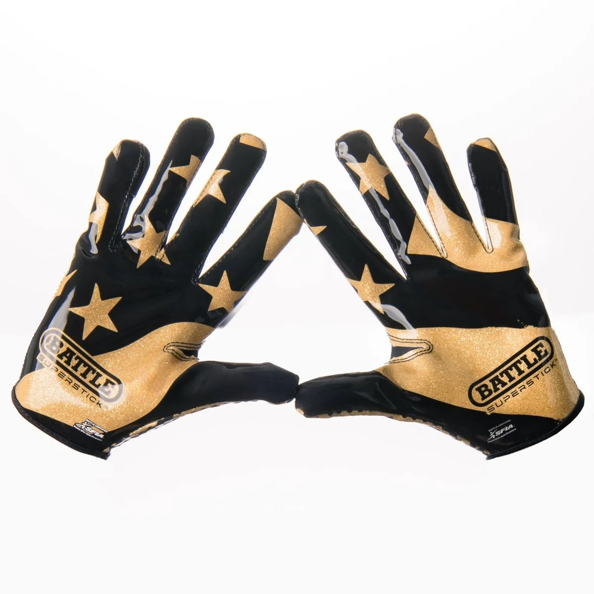 Battle Sports Youth "USA Flag" Chameleon Receiver Football Glove - Black/Gold - Image 3