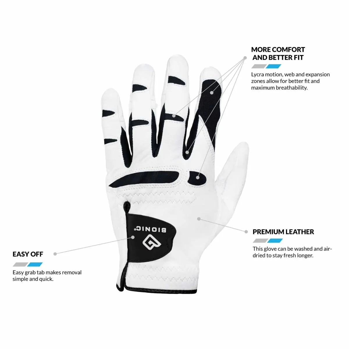 Bionic Gloves Men's StableGrip 2.0 Golf - Left - Gray - Cadet - Image 3