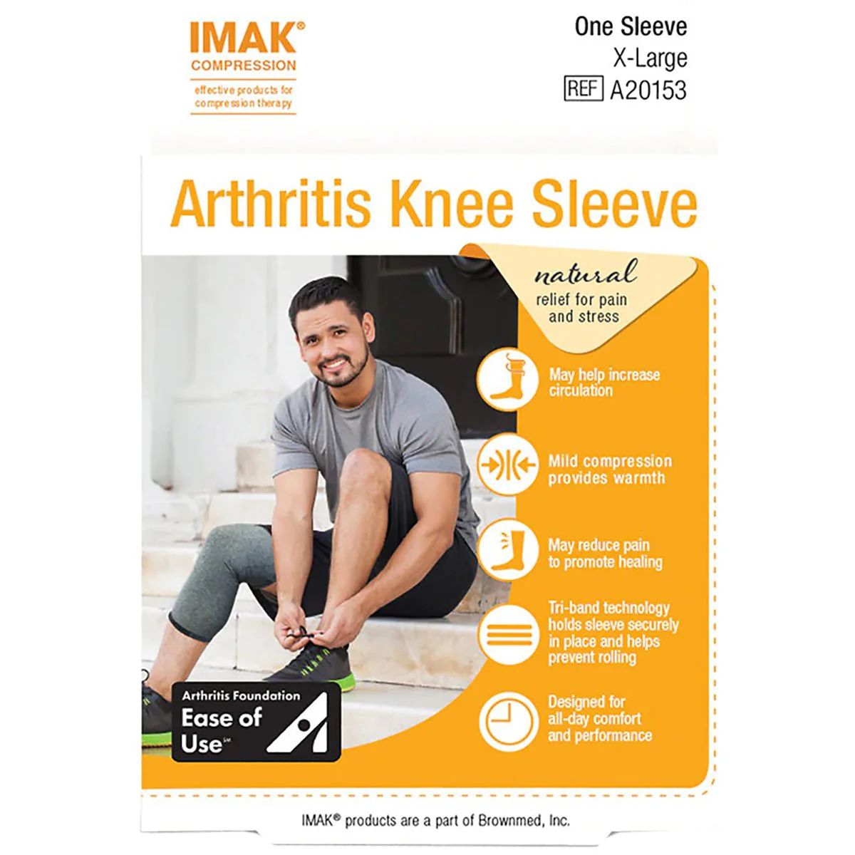 Brownmed IMAK Compression Arthritis Knee Sleeve - Heather Gray - Image 3