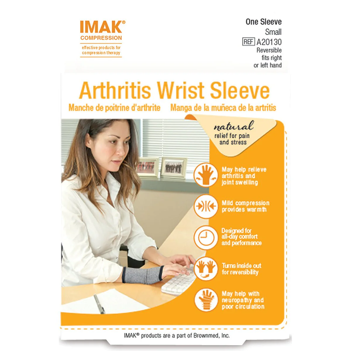 Brownmed IMAK Compression Arthritis Wrist Sleeve - Heather Gray - Image 3